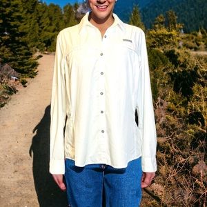 Field & Stream Women’s Adjustable Long Sleeve Button Down Shirt White Sz XL